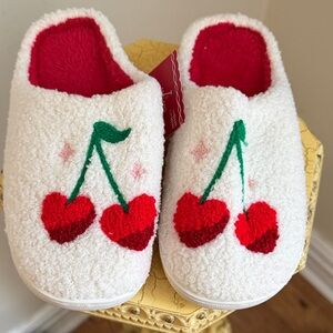 Ashland Kids Slippers - White with Red Cherries